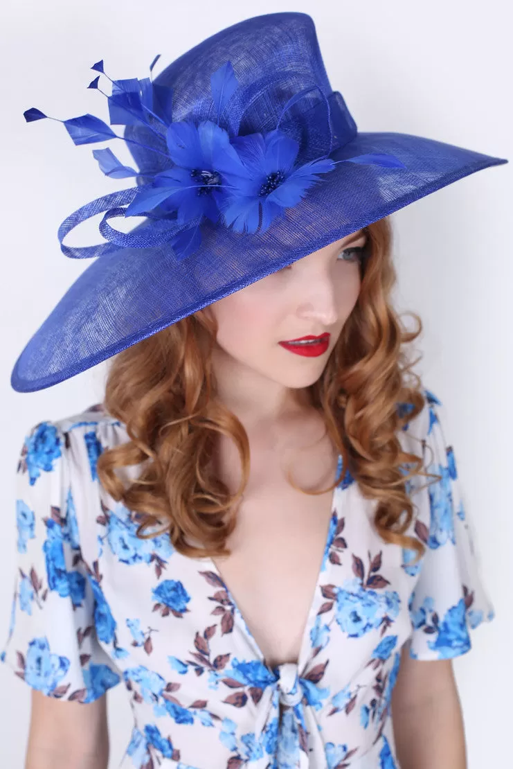 Alexandria Wide Brimmed Sun Hat - Royal Blue