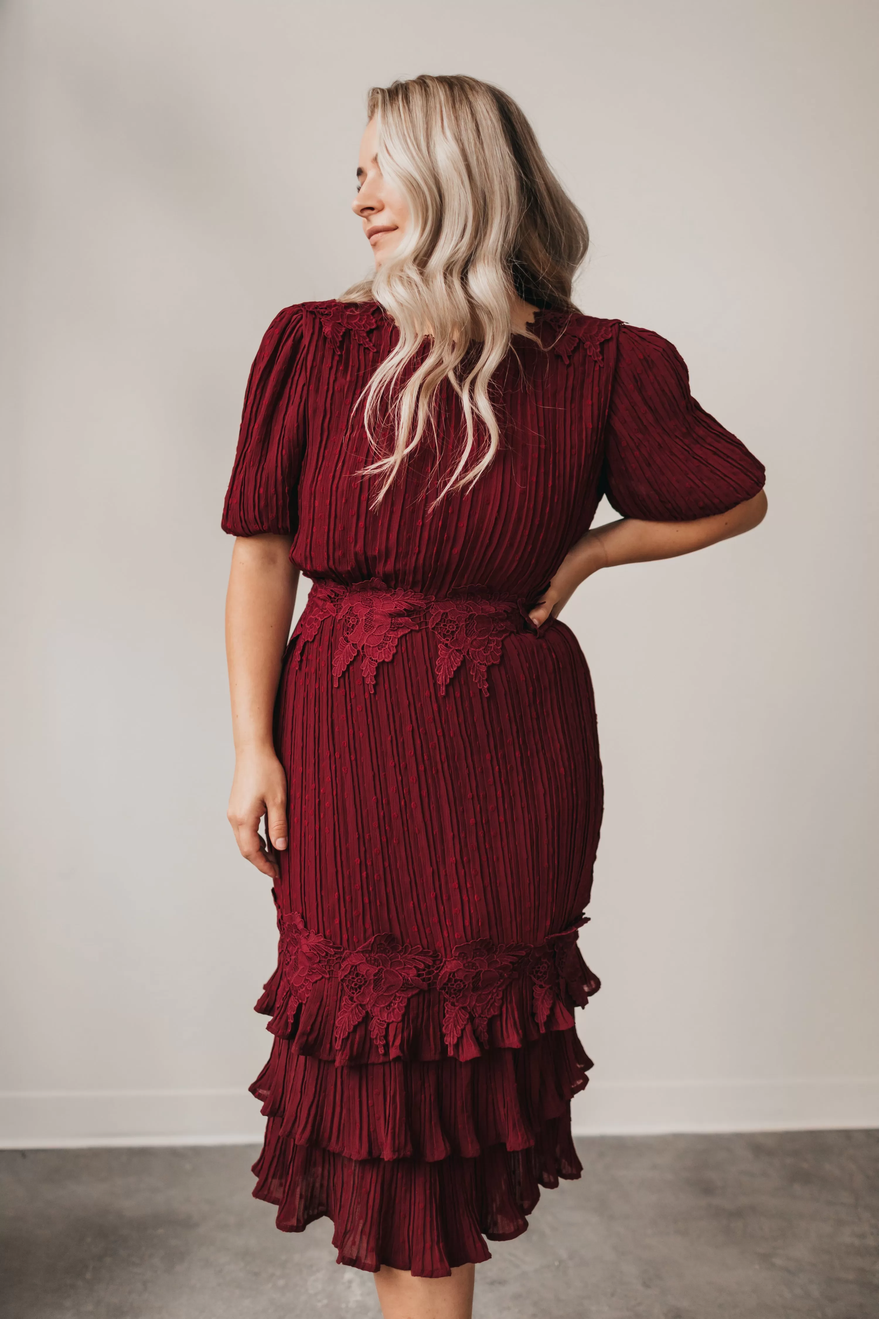 Alice Midi Dress in Burgundy