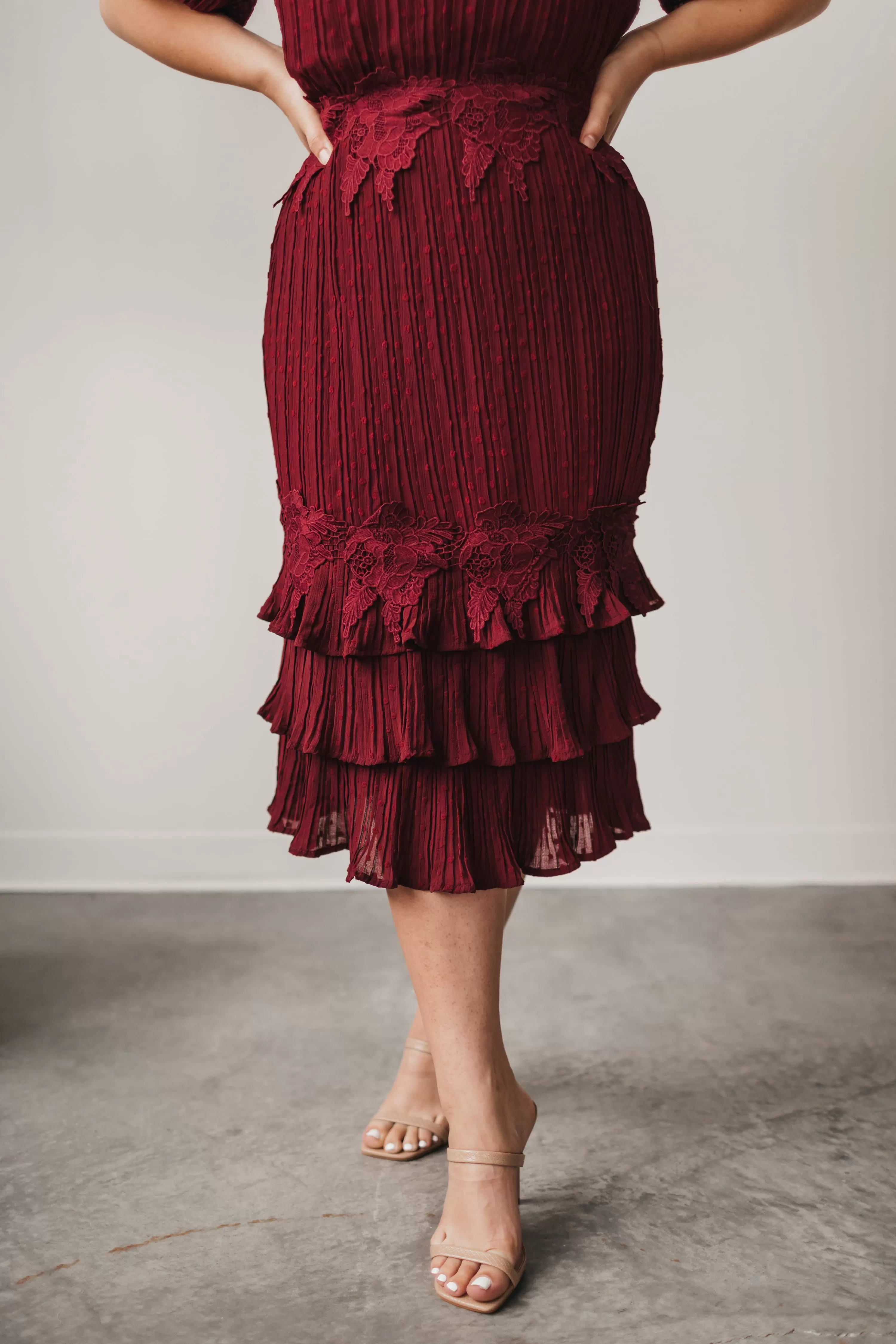 Alice Midi Dress in Burgundy