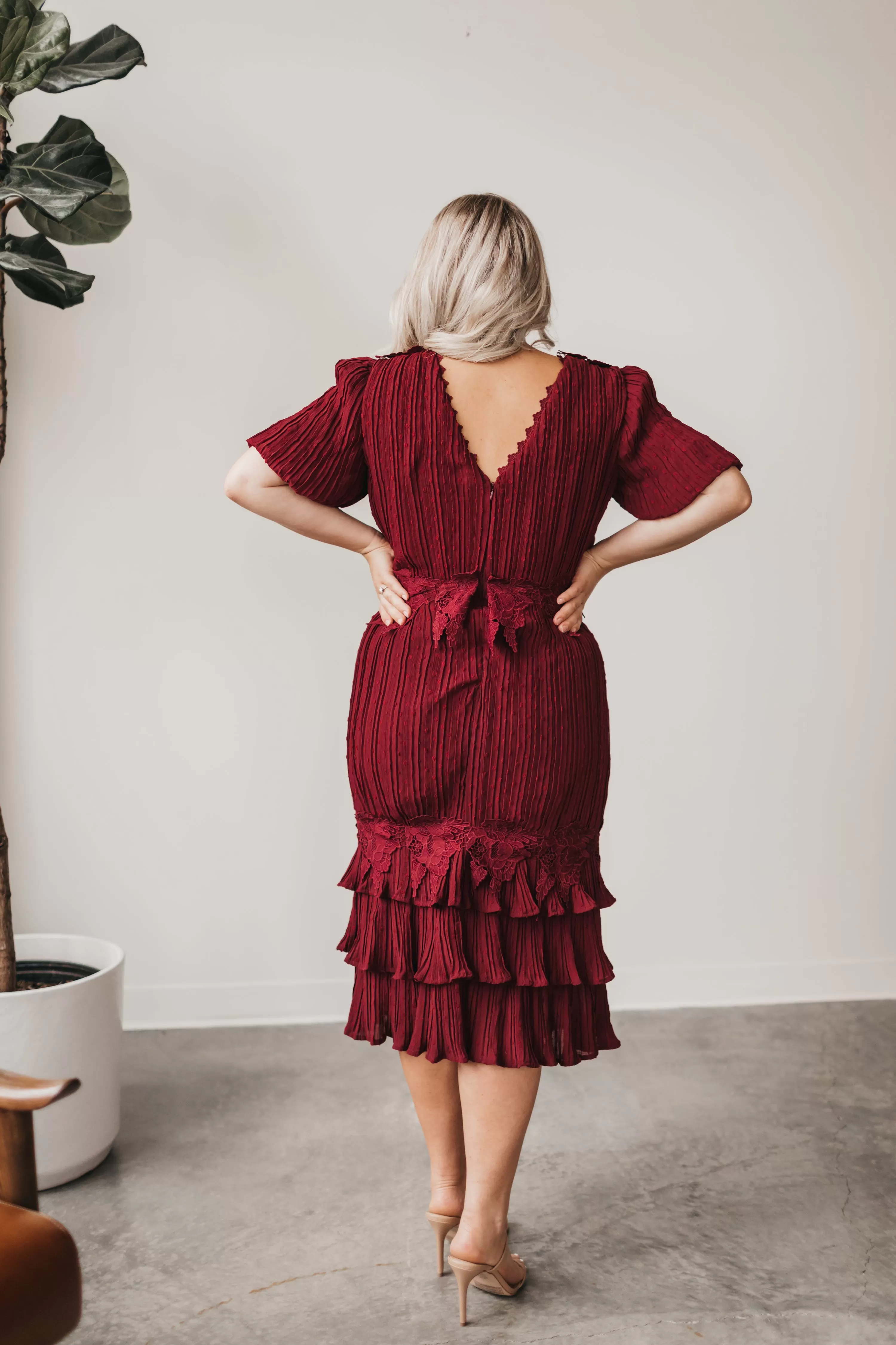 Alice Midi Dress in Burgundy