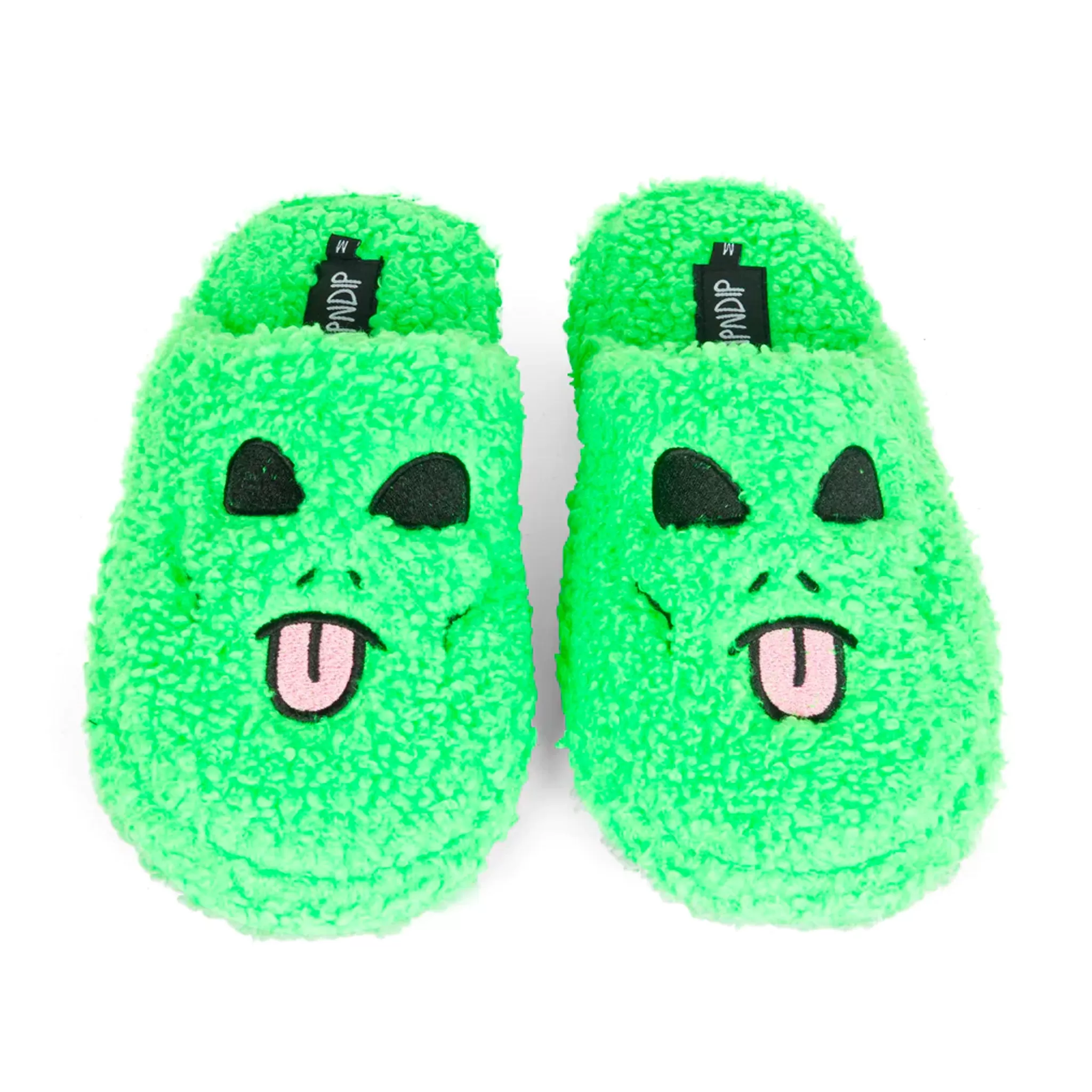 Alien Face Fuzzy House Slippers (Green) the