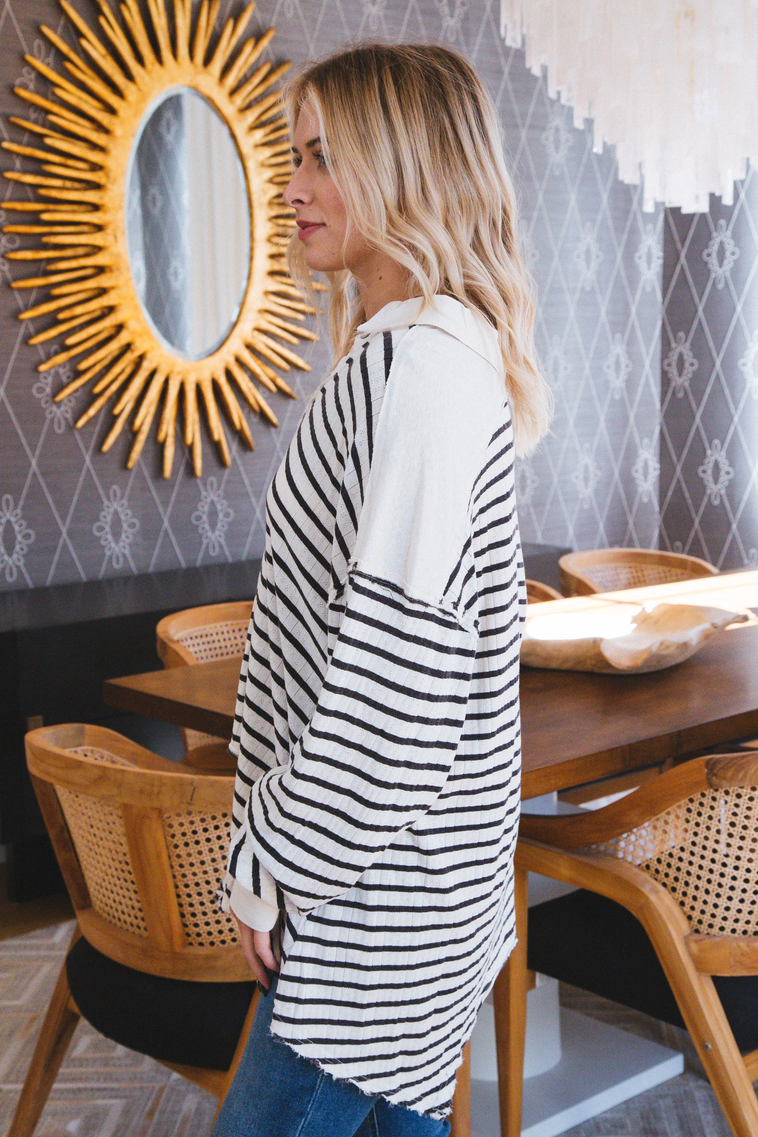 All For You Striped Polo, Cream Combo | Free People