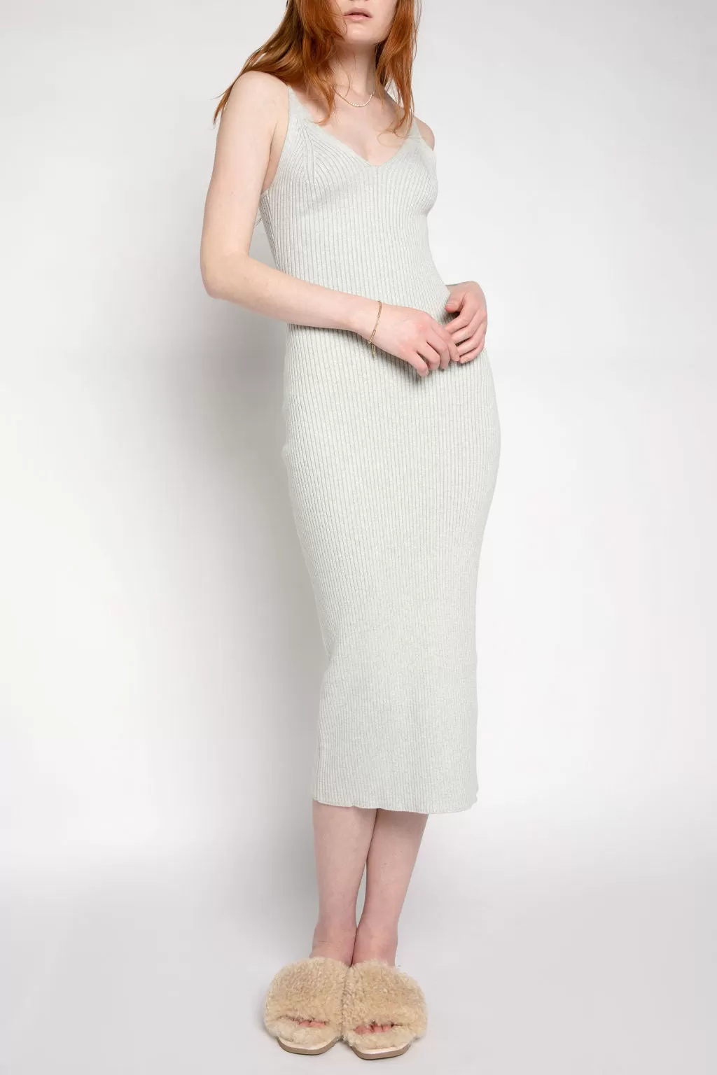 Allison Ribbed Dress in Blizzard