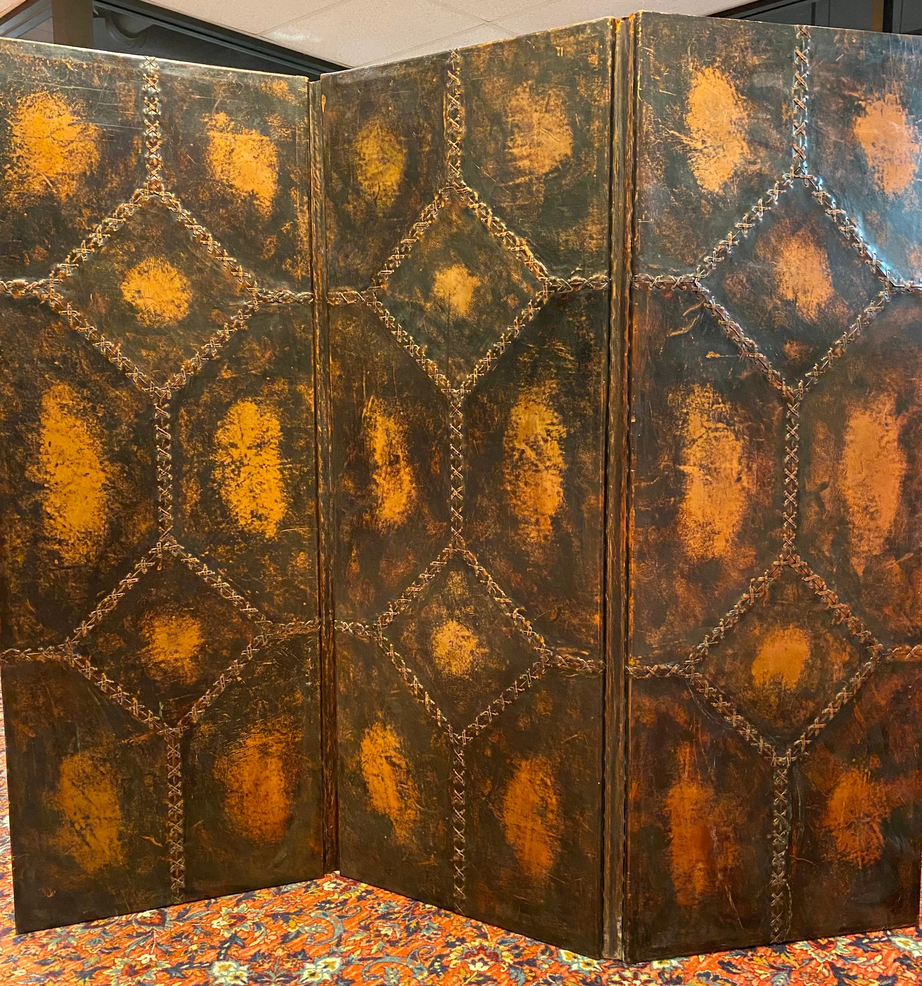 American Leather Folding Screen