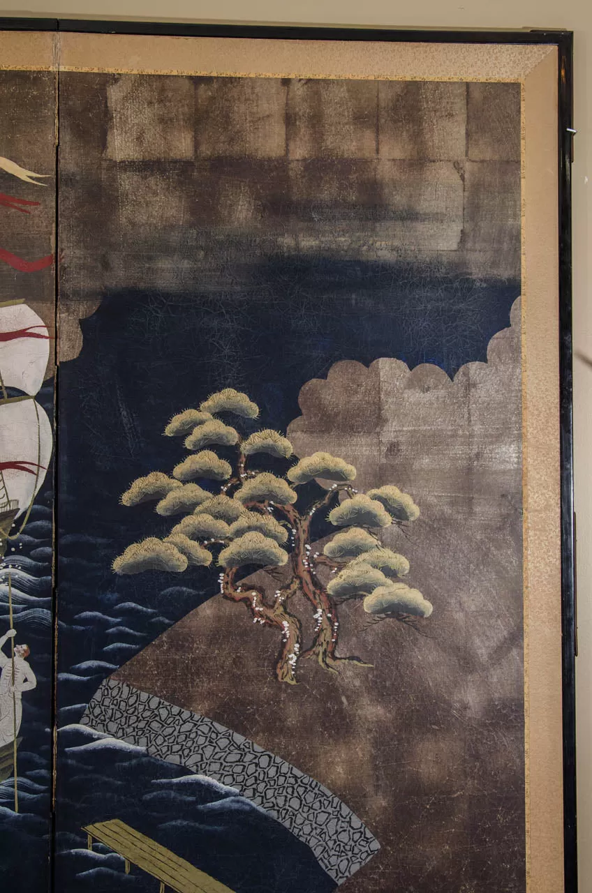 An Antique Japanese Namban Screen from the Meiji Period