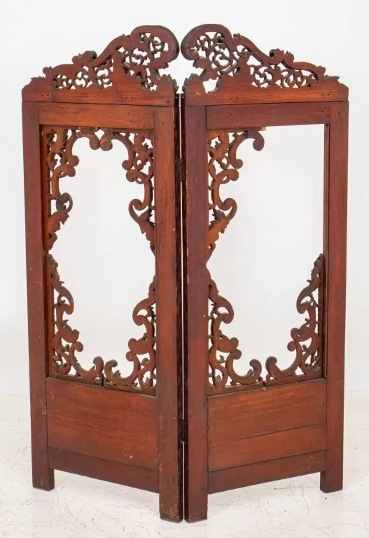 Anglo-Indian Rosewood Two Panel Screen