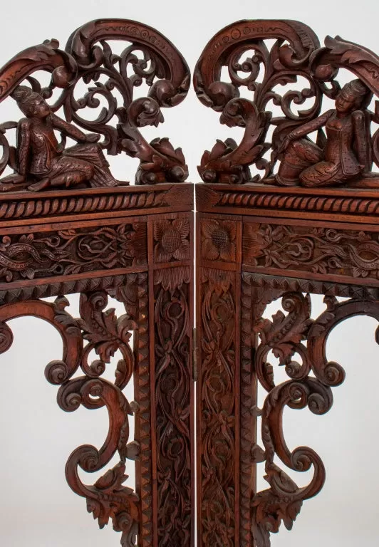 Anglo-Indian Rosewood Two Panel Screen