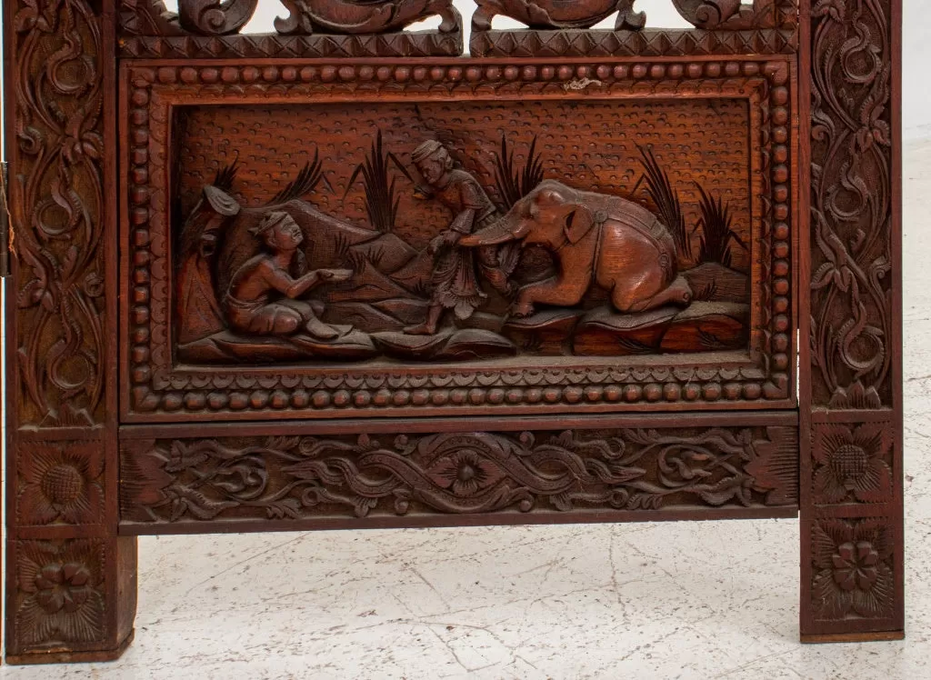 Anglo-Indian Rosewood Two Panel Screen