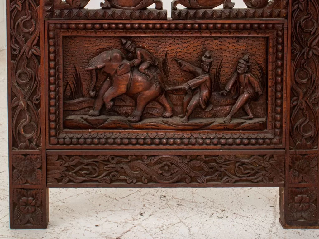 Anglo-Indian Rosewood Two Panel Screen