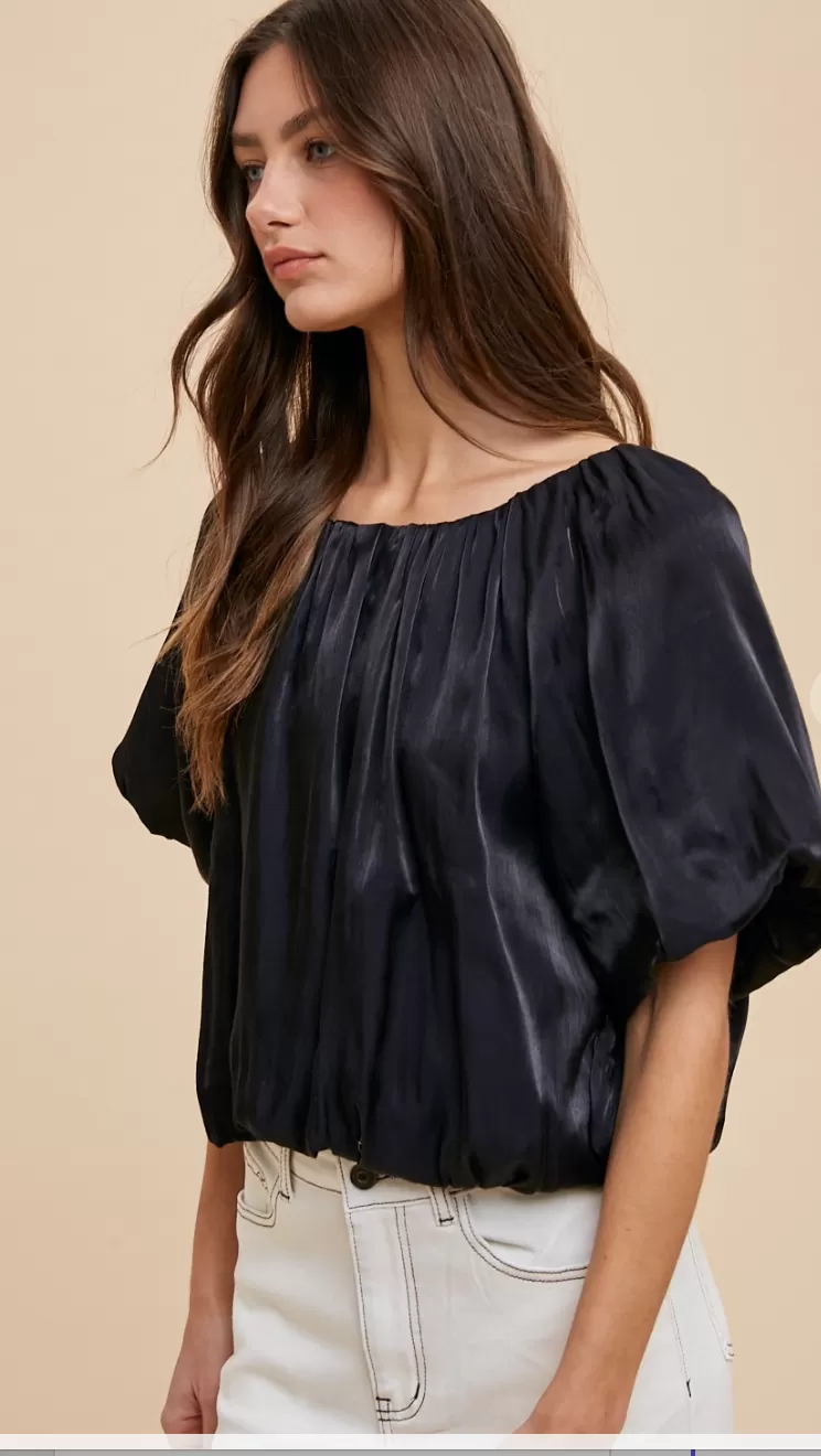 AnnieWear Bubble Hem Blouse