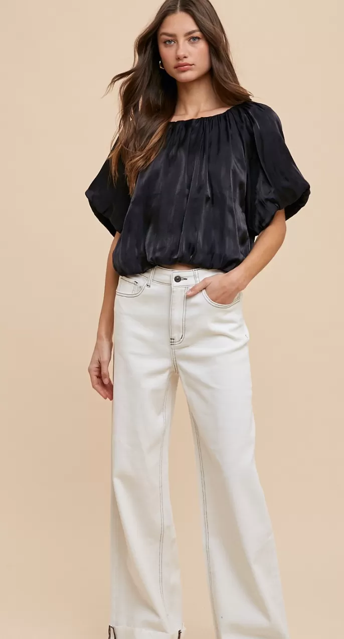 AnnieWear Bubble Hem Blouse