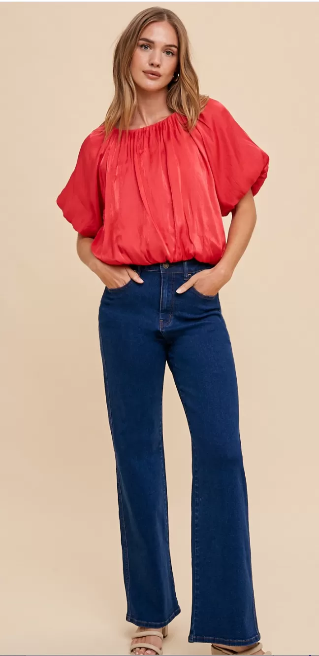 AnnieWear Bubble Hem Blouse