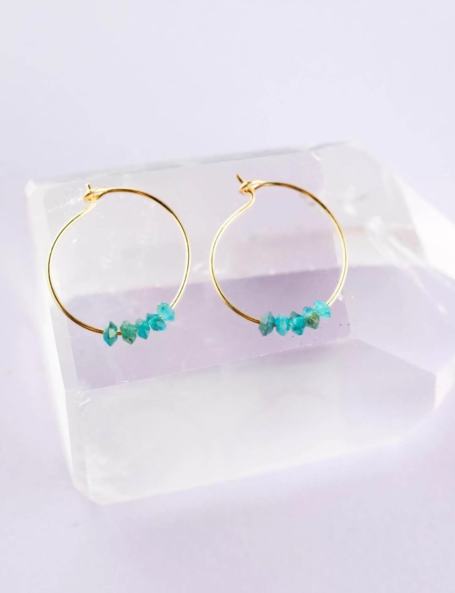 Apatite Gold Hoop Earrings for Anything Is Possible