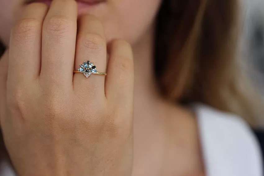 Aquamarine Engagement Ring - Aquamarine And Diamond Cluster Ring