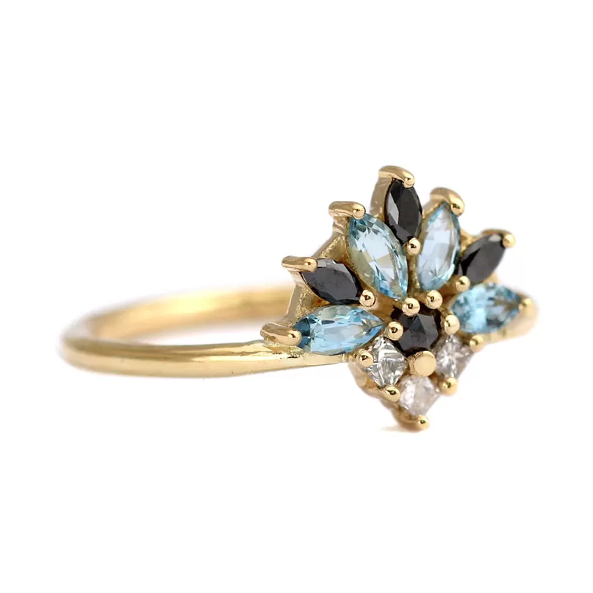 Aquamarine Engagement Ring - Aquamarine And Diamond Cluster Ring