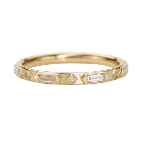 Art Deco Diamond Wedding Band - Geometric Diamond Ring