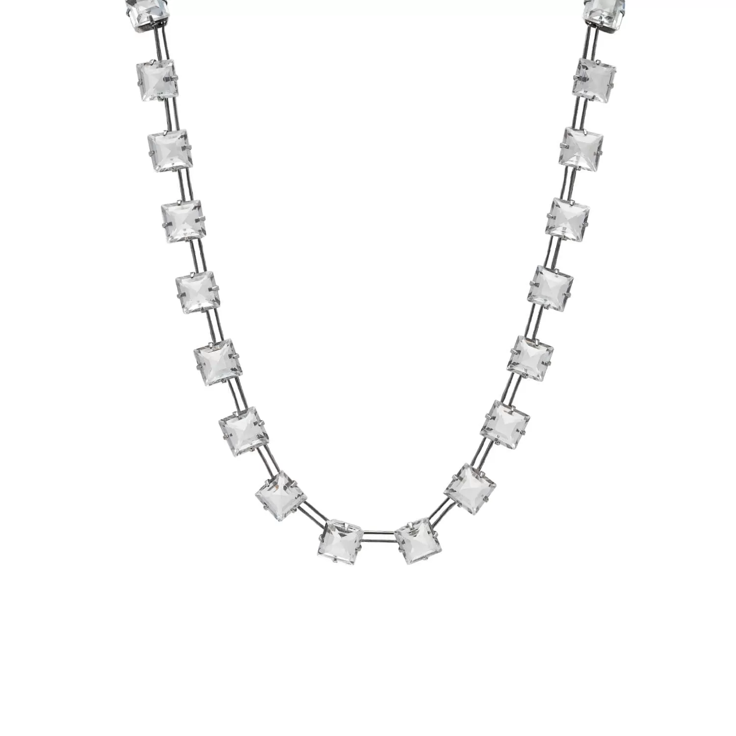 Art Deco Sterling & Rock Quartz Crystal Necklace