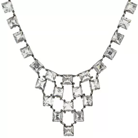 Art Deco Sterling Silver Square Cut Crystal Festoon Necklace