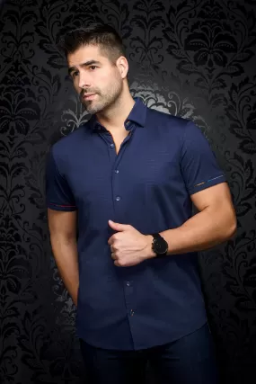 Au Noir Stretch Short Sleeve Shirt | Divenere Navy