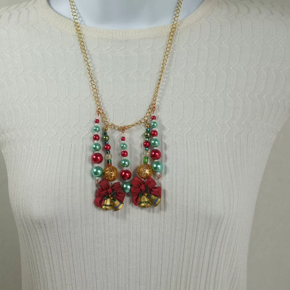 Baylie, Christmas Beads and Bears Dangle Necklace