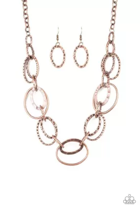 Bend OVAL Backwards Copper Necklace - Paparazzi Accessories