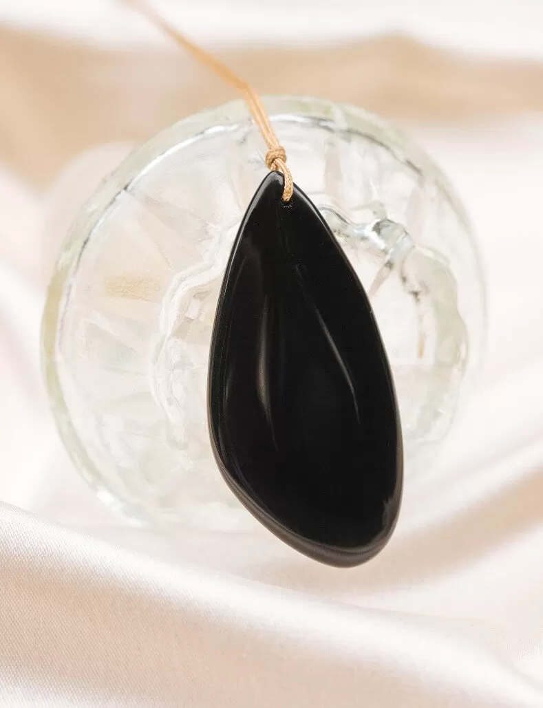 Black Onyx Touchstone Necklace for Stress Relief