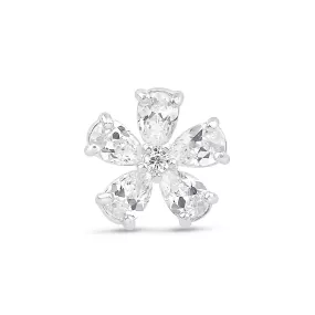 Blooming Flower Earring in Solid 14k White Gold