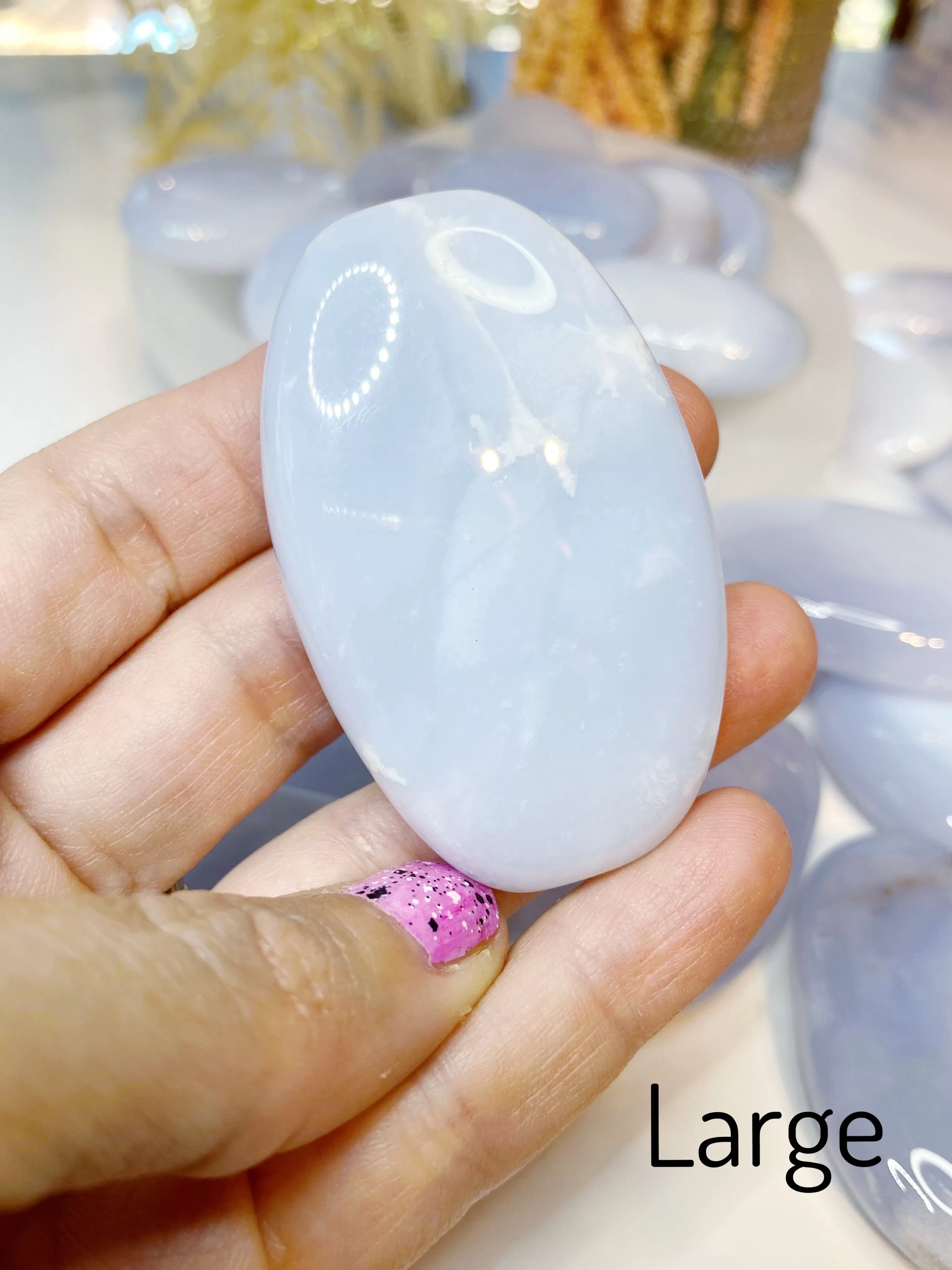 Blue Chalcedony Palm Stones