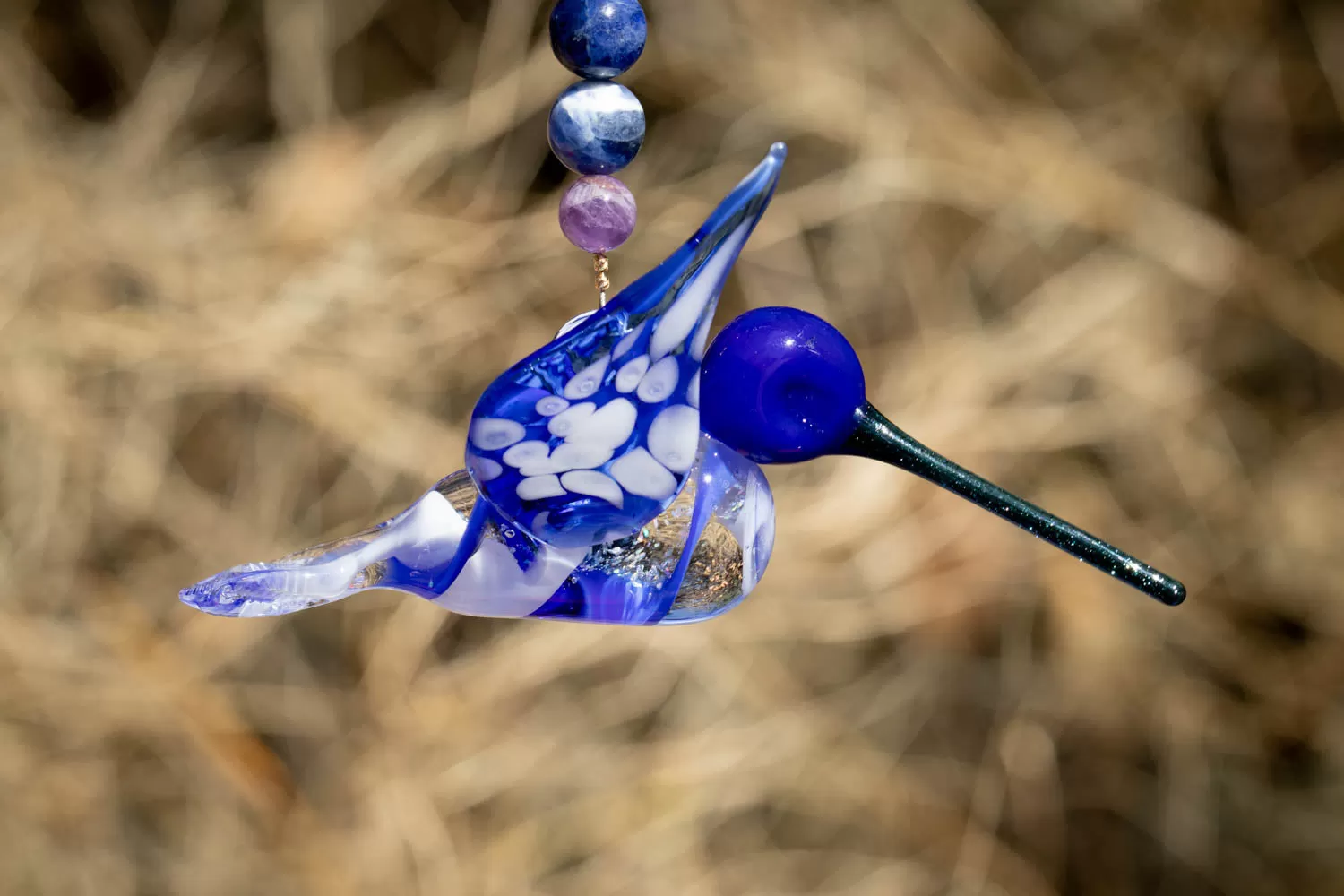 Blue Hummingbird with Crushed Opal