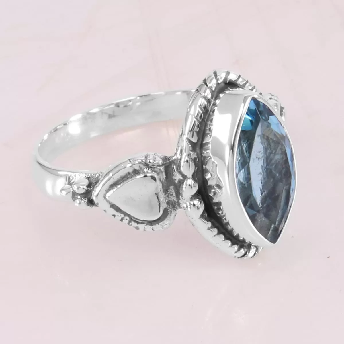 Blue Topaz Sterling Silver Ring, Blue Topaz Solitaire Ring, Blue Topaz Silver Ring, Engagement Ring, Gift Jewelry