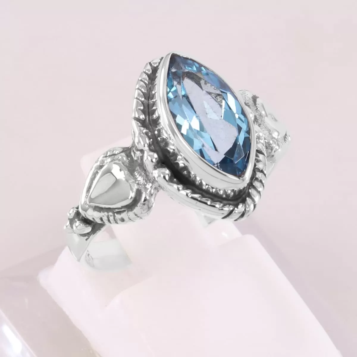 Blue Topaz Sterling Silver Ring, Blue Topaz Solitaire Ring, Blue Topaz Silver Ring, Engagement Ring, Gift Jewelry