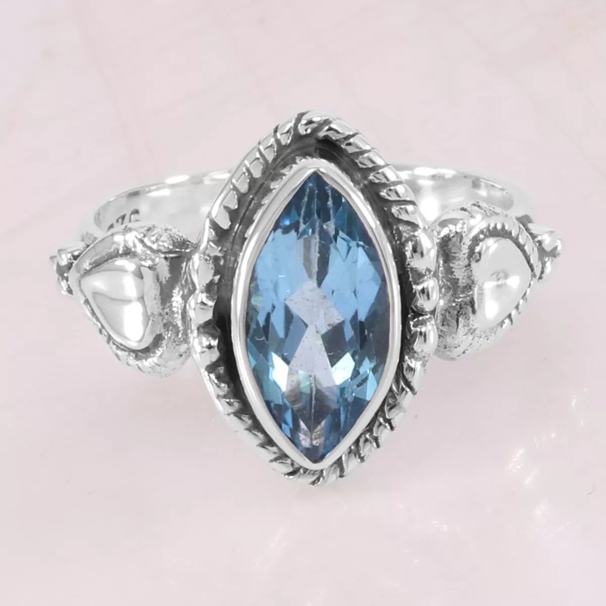 Blue Topaz Sterling Silver Ring, Blue Topaz Solitaire Ring, Blue Topaz Silver Ring, Engagement Ring, Gift Jewelry