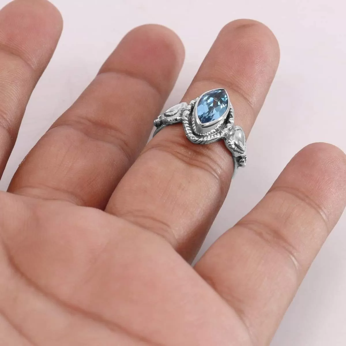 Blue Topaz Sterling Silver Ring, Blue Topaz Solitaire Ring, Blue Topaz Silver Ring, Engagement Ring, Gift Jewelry