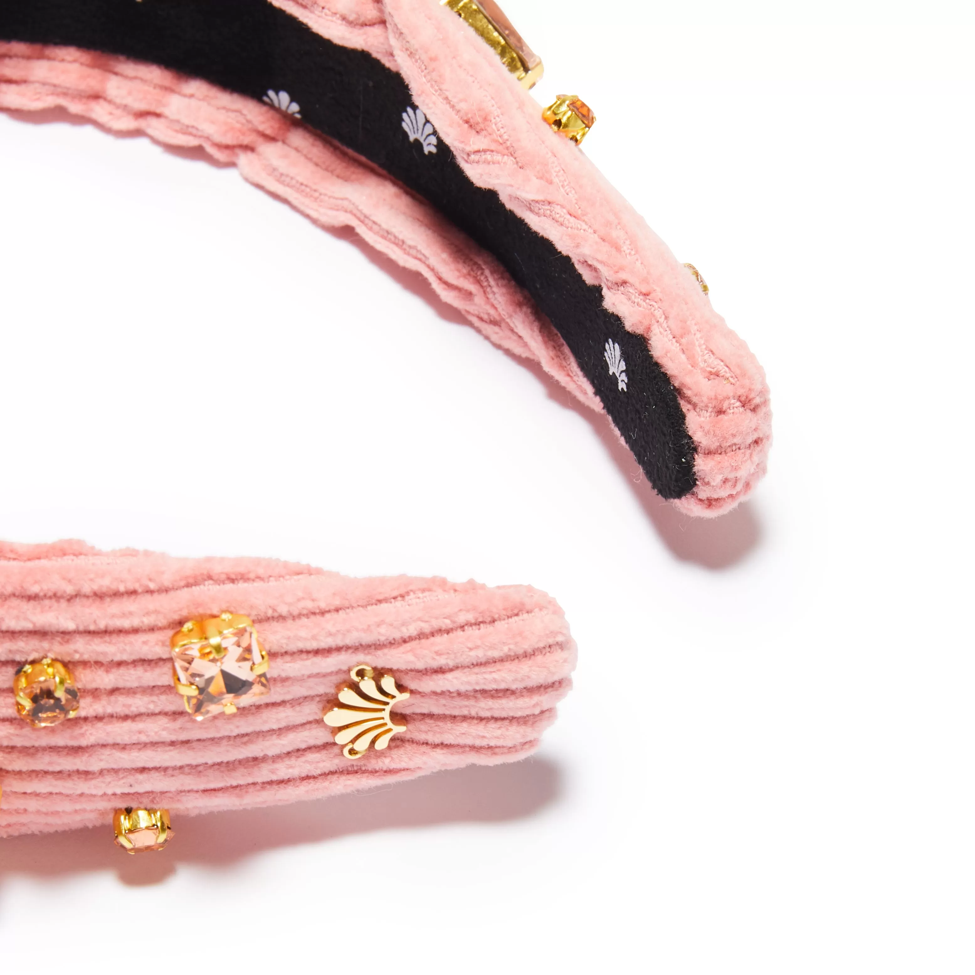 BLUSH CRYSTAL CORDUROY SLIM KNOTTED HEADBAND