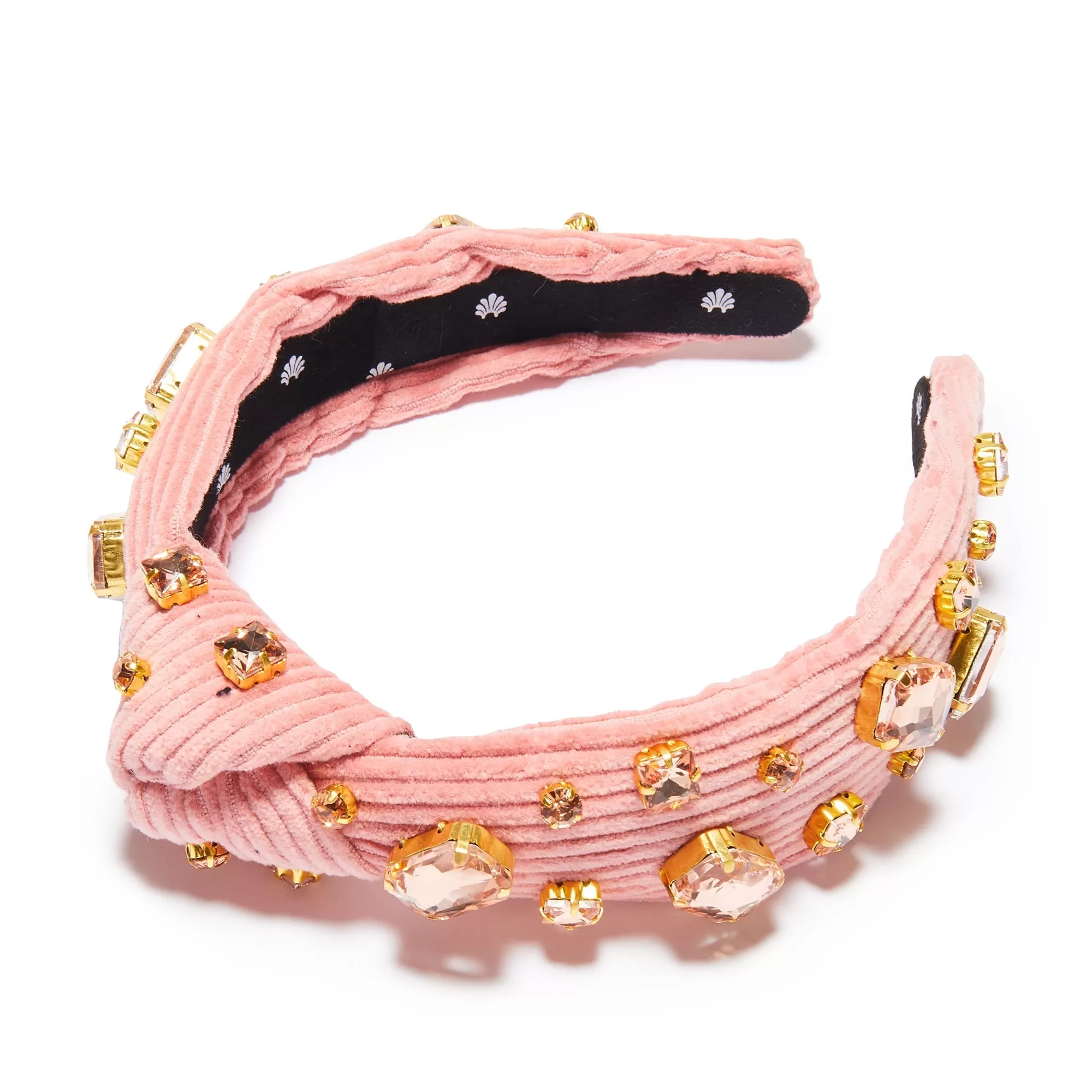 BLUSH CRYSTAL CORDUROY SLIM KNOTTED HEADBAND