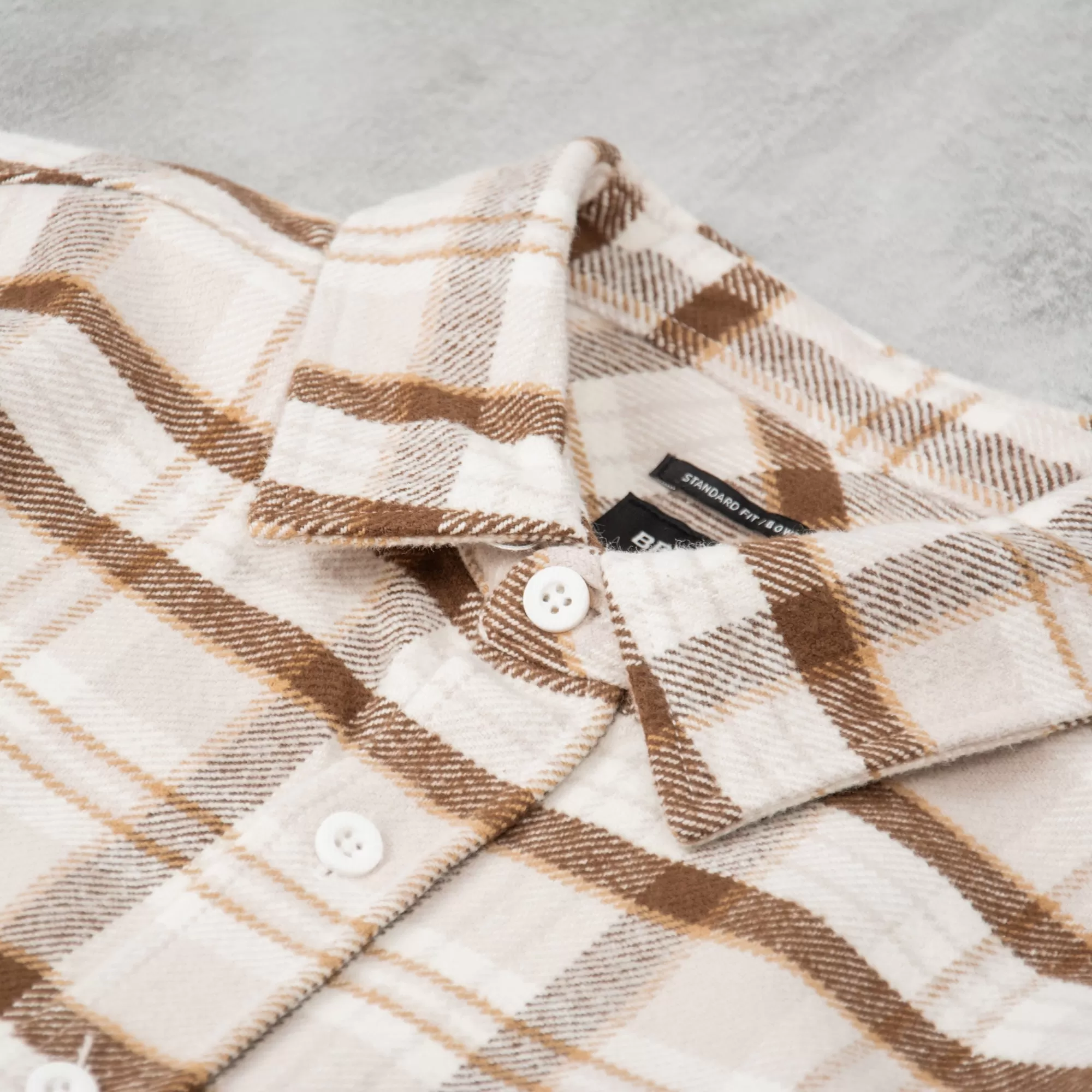 Brixton Bowery L/S Heavy Weight Flannel Shirt - Beige / Off White / Desert Palm