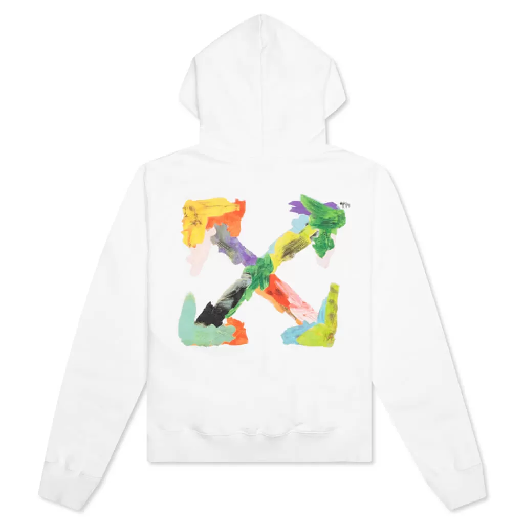 Brush Arrow Slim Hoodie - White/Multi