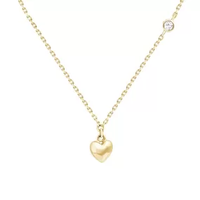 Bubble Heart and Diamond Station Necklace