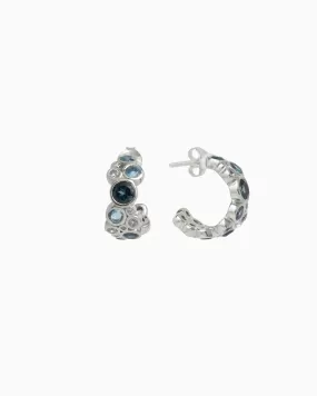 Bubble Stone Hoops - London Blue Topaz/Hampton Blue Topaz/White Zircon