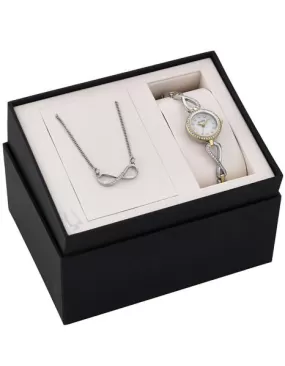 Bulova Ladies Crystal Dress Watch Gift Set - Two-Tone - Matching Necklace