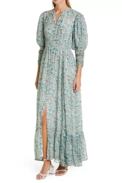 By TiMo Georgette Button Down Blue Birds Dress UK L