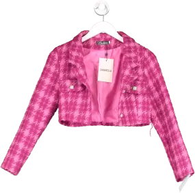 Caramella Pink Boucle Cropped Blazer UK S