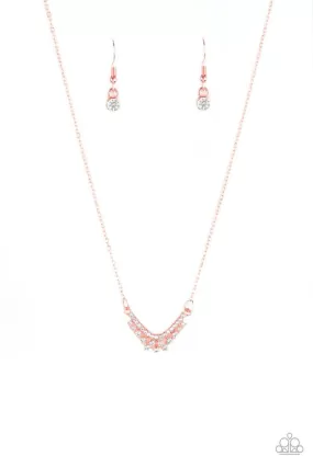 Classically Classic Copper and White Rhinestone Necklace - Paparazzi Accessories