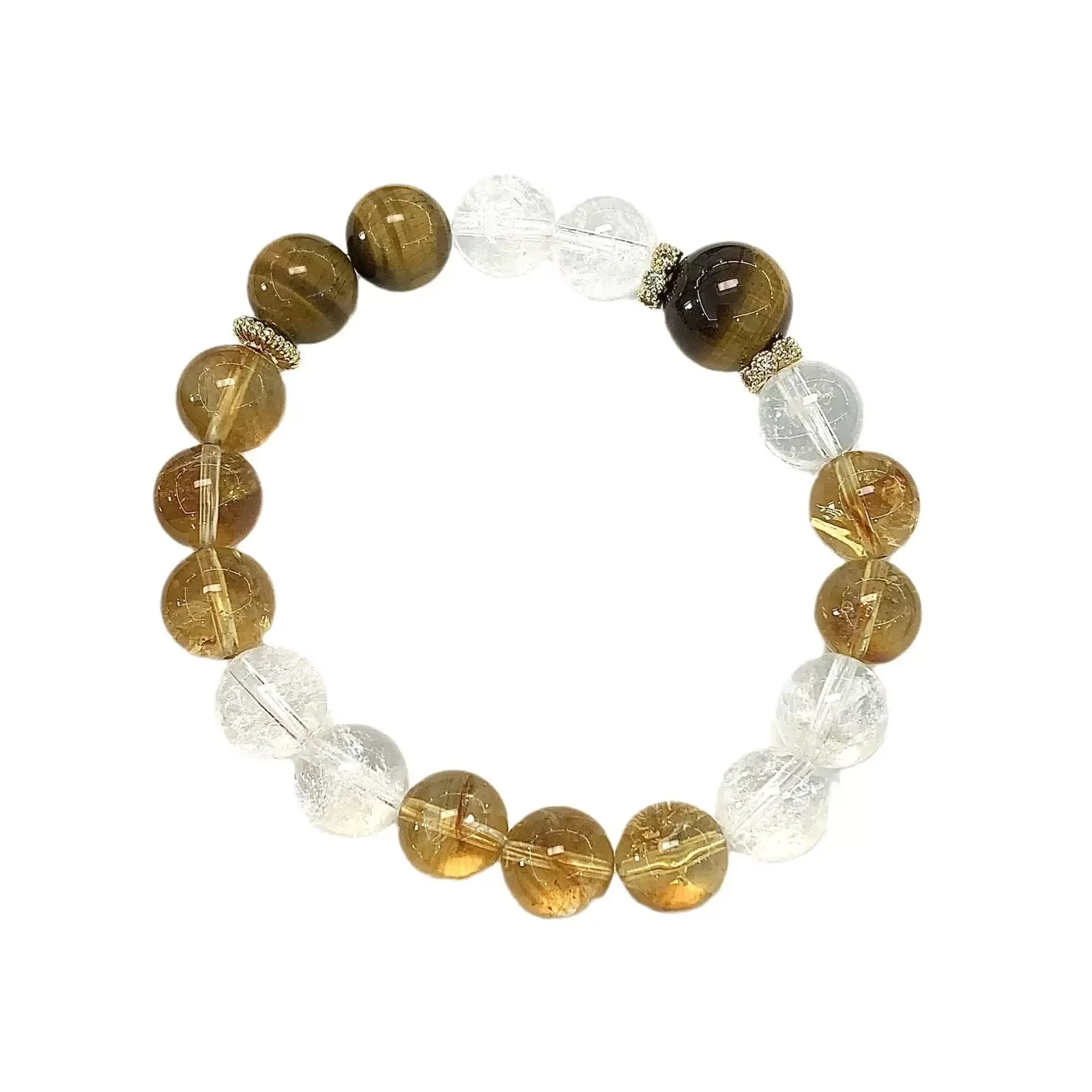 Clear Azeztulite Citrine Tiger's Eye Bracelet