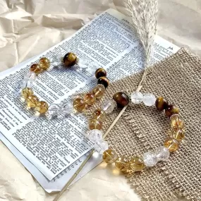 Clear Azeztulite Citrine Tiger's Eye Bracelet