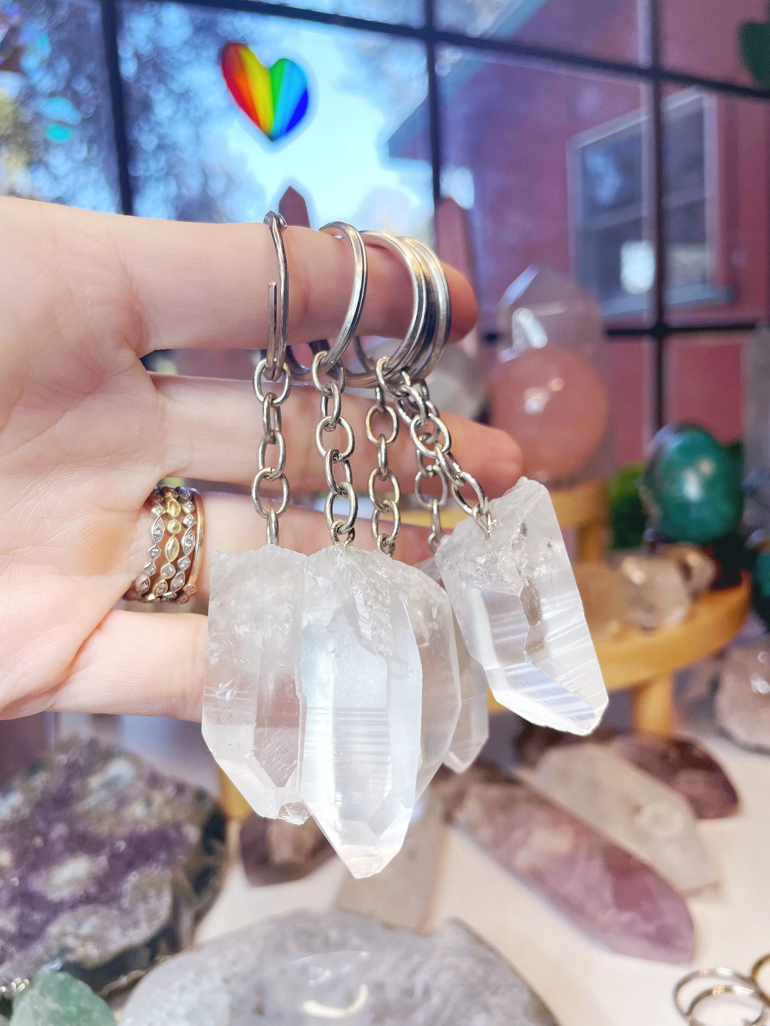 Clear Quartz Keychain