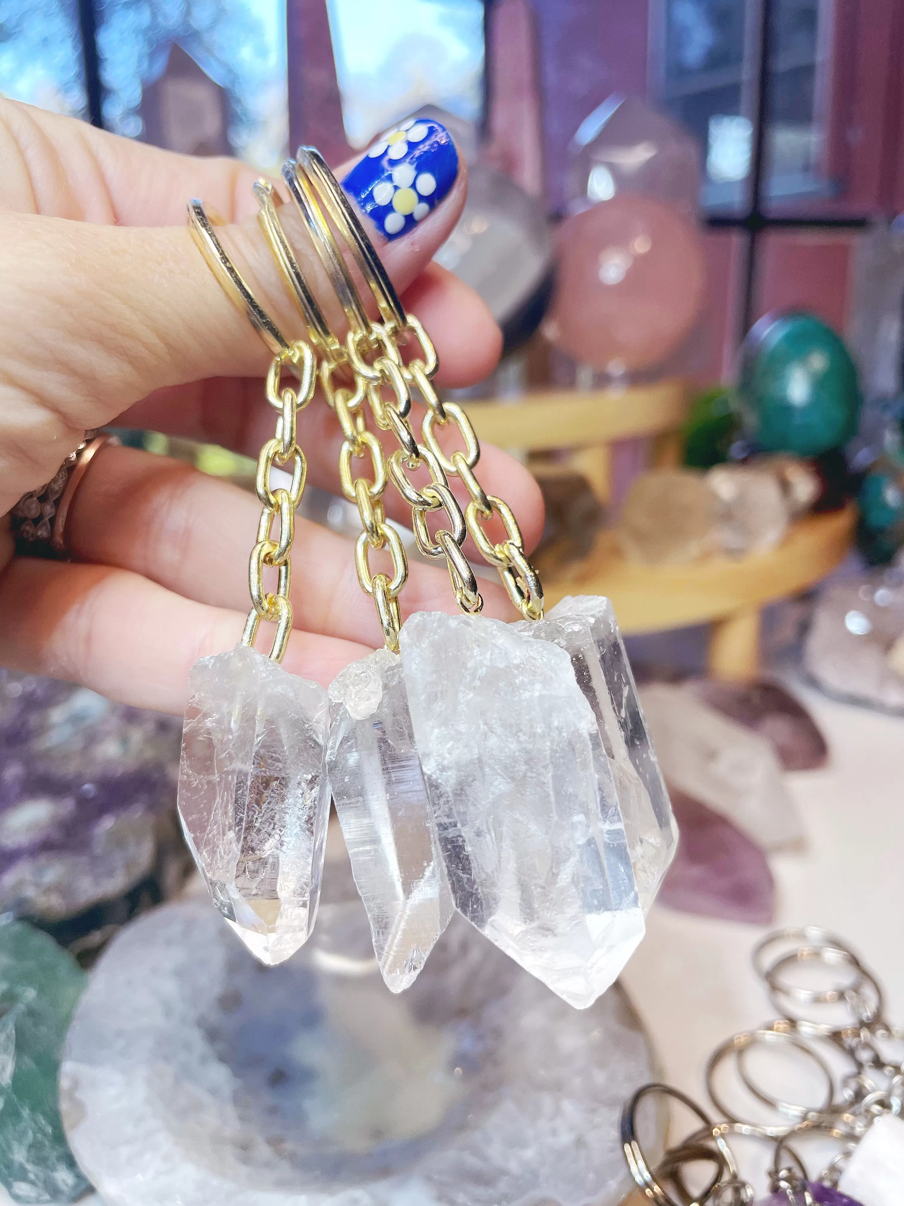 Clear Quartz Keychain