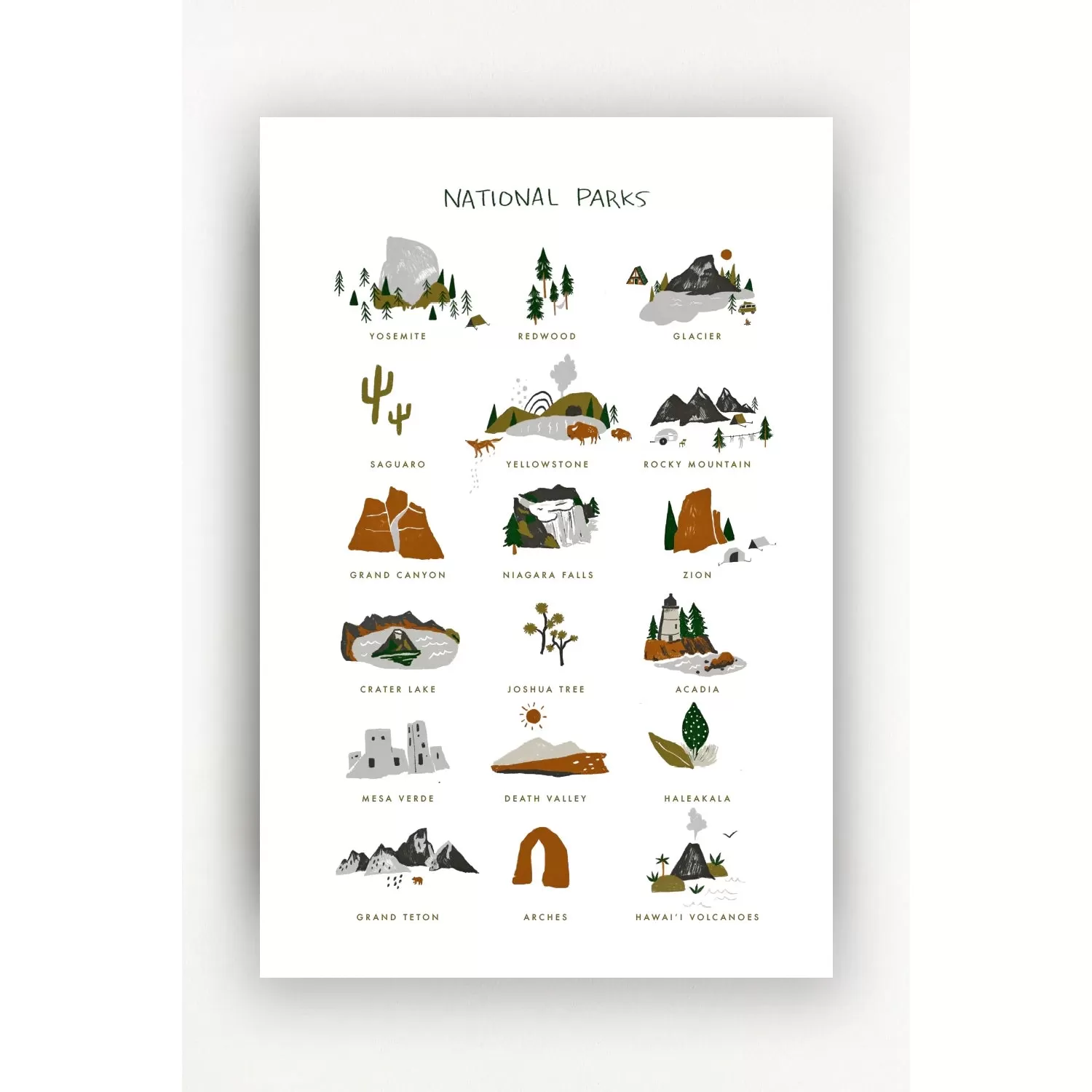 Clementine Kids Art Print - National Parks - Portrait 11 x 14