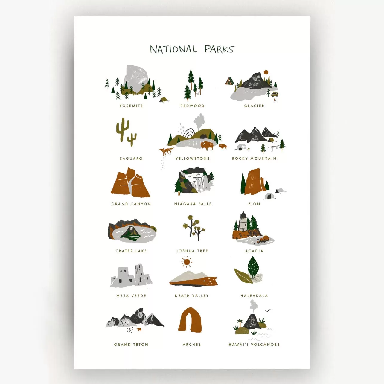 Clementine Kids Art Print - National Parks - Portrait 11 x 14