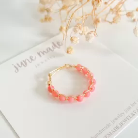 Coral Braided Wire Ring